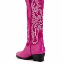 GENUINE LEATHER IGGY METALLIC WESTERN STYLE BELOW THE KNEE BOOT IN FUCHSIA -Sewing Down South shop iggy metallic western style below the knee boot in fuchsia fuchsia 4 4