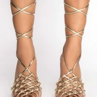 IT'S ABOUT DAMN TIME STILETTO SANDAL IN GOLD -Sewing Down South shop it was all a dream stiletto sandal gold 3 3