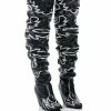 KELSEY OVER THE KNEE WESTERN BOOT IN BLACK WHITE