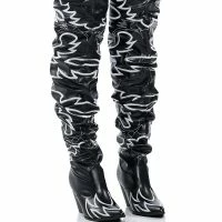 KELSEY OVER THE KNEE WESTERN BOOT IN BLACK WHITE