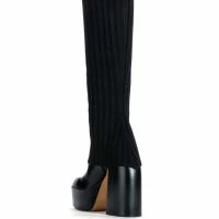 LEILA KNIT FOLD OVER CHUNKY BOOT IN BLACK -Sewing Down South shop leila knit fold over chunky boot in black black 4 4