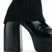LEILA KNIT FOLD OVER CHUNKY BOOT IN BLACK -Sewing Down South shop leila knit fold over chunky boot in black black 5 5