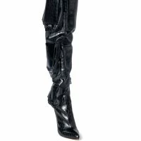 LEVEL UP OVER THE KNEE CROC STILETTO CARGO BOOT IN BLACK -Sewing Down South shop level up over the knee croc stiletto cargo boot in black black 3 3
