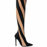 LILITH MESH THIGH HIGH BOOT IN BLACK -Sewing Down South shop lilith mesh thigh high boot in black black 2 2 c1