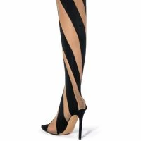 LILITH MESH THIGH HIGH BOOT IN BLACK -Sewing Down South shop lilith mesh thigh high boot in black black 4 4 c1