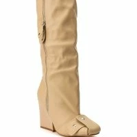 LUXE IN LOVE KNEE HIGH CHUNKY BOOT IN NUDE -Sewing Down South shop luxe in love knee high chunky boot in nude nude 6 6