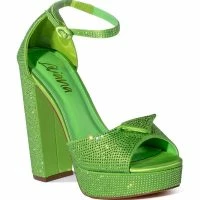 MADE FOR THIS EMBELLISHED CHUNKY HEEL SANDAL IN GREEN -Sewing Down South shop made for this embellished chunky heel sandal in green green 3 3