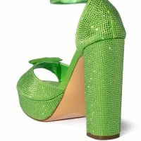 MADE FOR THIS EMBELLISHED CHUNKY HEEL SANDAL IN GREEN -Sewing Down South shop made for this embellished chunky heel sandal in green green 4 4