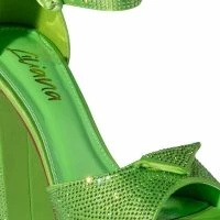 MADE FOR THIS EMBELLISHED CHUNKY HEEL SANDAL IN GREEN -Sewing Down South shop made for this embellished chunky heel sandal in green green 5 5