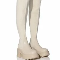 MARGOT KNIT STRETCH BOOT IN CREAM