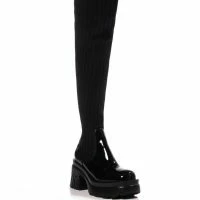 MARGOT THIGH HIGH KNIT STRETCH BOOT IN BLACK -Sewing Down South shop margot thigh high knit stretch boot in black black 3 3