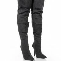 MOTOFOX STILETTO OVER THE KNEE BOOT IN BLACK DENIM