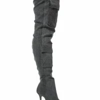 MOTOFOX STILETTO OVER THE KNEE BOOT IN BLACK DENIM -Sewing Down South shop motofox stiletto over the knee boot in black denim black 3 3