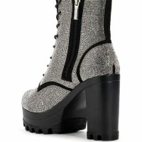 NEW STORY RHINESTONE LACE UP BOOTIE -Sewing Down South shop new story rhinestone lace up bootie black 4 4