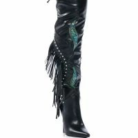 NEXT UP RHINESTONE OVER THE KNEE STILETTO BOOT WITH FRINGE IN BLACK -Sewing Down South shop next up rhinestone over the knee stiletto boot with fringe in black black 3 3 c1