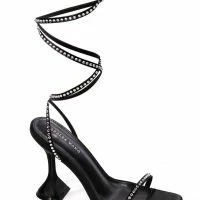 NOTHING BUT LOVE STRAPPY RHINESTONE LACE UP SANDAL IN BLACK -Sewing Down South shop nothing but love strappy rhinestone lace up sandal in black black 5 5