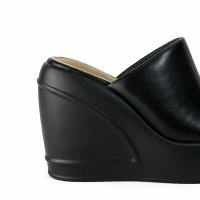 OCEAN EYES WEDGE SANDAL IN BLACK -Sewing Down South shop ocean eyes wedge sandal in black black 5 5