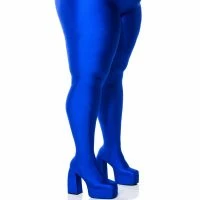 PLUS AZALEA WANG STAR STRETCH CHUNKY HEEL PANT BOOT IN BLUE