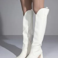 POSTED WHITE KNEE HIGH WESTERN BOOT -Sewing Down South shop posted white knee high western boot white 7 7 c1