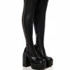 READY TO MINGLE OVER THE KNEE PU CHUNKY BOOT IN BLACK