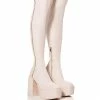 READY TO MINGLE OVER THE KNEE PU CHUNKY PLATFORM BOOT IN CREAM