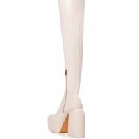 READY TO MINGLE OVER THE KNEE PU CHUNKY PLATFORM BOOT IN CREAM -Sewing Down South shop ready to mingle over the knee pu chunky platform boot in cream cream 4 4