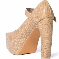 ROUNDABOUT CHUNKY CROC MARY JANE PUMP IN NUDE -Sewing Down South shop roundabout chunky croc mary jane pump in nude nude 4 4