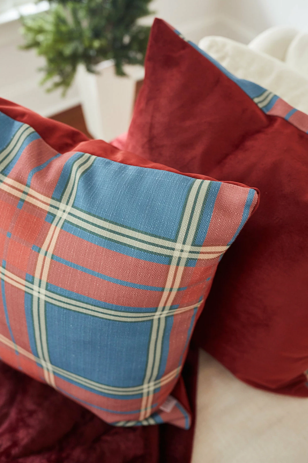 Sewing Down South *SEW NEW* The Velvet Collection: Navy Plaid 19x19 Pillow 2 Sewing Down South *SEW NEW* The Velvet Collection: Navy Plaid 19x19 Pillow - Image 2