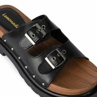 SLOW MOTION FLAT SANDAL IN BLACK -Sewing Down South shop slow motion flat sandal in black black 5 5