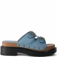 SLOW MOTION FLAT SANDAL IN DENIM