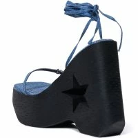 STAR EYED CHUNKY SANDAL WITH CUT OUT ON DENIM -Sewing Down South shop star eyed chunky sandal with cut out on denim denim 4 4