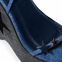 STAR EYED CHUNKY SANDAL WITH CUT OUT ON DENIM -Sewing Down South shop star eyed chunky sandal with cut out on denim denim 5 5