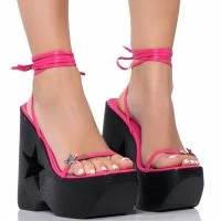 STAR EYED CHUNKY SANDAL WITH CUT OUT ON PINK