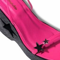 STAR EYED CHUNKY SANDAL WITH CUT OUT ON PINK -Sewing Down South shop star eyed chunky sandal with cut out on pink pink 5 5