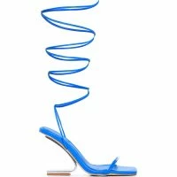 STEP YOUR GAME UP FLOATING HEEL STRAPPY SANDAL IN BLUE -Sewing Down South shop step your game up floating heel strappy sandal in blue blue 3 3