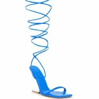 STEP YOUR GAME UP FLOATING HEEL STRAPPY SANDAL IN BLUE -Sewing Down South shop step your game up floating heel strappy sandal in blue blue 4 4