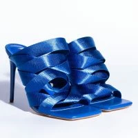 STRAP IN STILETTO MULE SANDAL IN BLUE -Sewing Down South shop strap in stiletto mule sandal in blue blue 4 4
