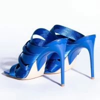 STRAP IN STILETTO MULE SANDAL IN BLUE -Sewing Down South shop strap in stiletto mule sandal in blue blue 5 5