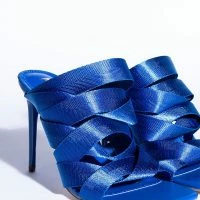 STRAP IN STILETTO MULE SANDAL IN BLUE -Sewing Down South shop strap in stiletto mule sandal in blue blue 6 6