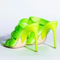 STRAP IN STILETTO MULE SANDAL IN GREEN -Sewing Down South shop strap in stiletto mule sandal in green green 5 5