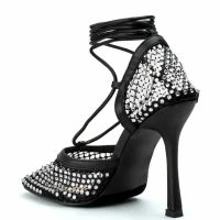 SUPERSTAR STATUS SQUARE TOE NETTED STRAPPY PUMP IN BLACK -Sewing Down South shop superstar status square toe netted strappy pump in black black 4 4