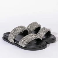 TAKE ME TO SPACE FLAT SANDAL IN BLACK -Sewing Down South shop take me to space flat sandal in black black 4 4