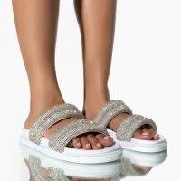 TAKE ME TO SPACE FLAT SANDAL IN WHITE