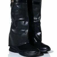 TRIPLE SEC FOLD OVER FLAT BOOT IN BLACK