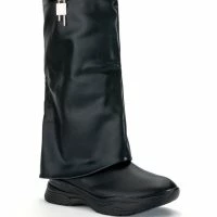 TRIPLE SEC FOLD OVER FLAT BOOT IN BLACK -Sewing Down South shop triple sec fold over flat boot in black black 3 3