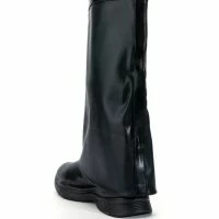 TRIPLE SEC FOLD OVER FLAT BOOT IN BLACK -Sewing Down South shop triple sec fold over flat boot in black black 4 4