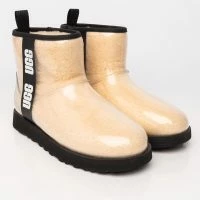UGG WOMEN'S CLASSIC CLEAR MINI LOGO BOOTIE -Sewing Down South shop ugg womens classic clear mini logo bootie natural black 4