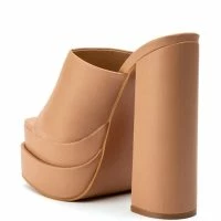 Y2K DREAMS SQUARE TOE CHUNKY MULE SANDAL IN NUDE -Sewing Down South shop y2k dreams square toe chunky mule sandal in nude nude 4 4