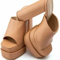 Y2K DREAMS SQUARE TOE CHUNKY MULE SANDAL IN NUDE -Sewing Down South shop y2k dreams square toe chunky mule sandal in nude nude 5 5