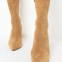 AZALEA WANG YOURE IN THE MOOD FOR A DANCE HIGH HEEL POINTED TOE BOOTIE -Sewing Down South shop youre in the mood for a dance high heel pointed toe bootie taupe 1c1